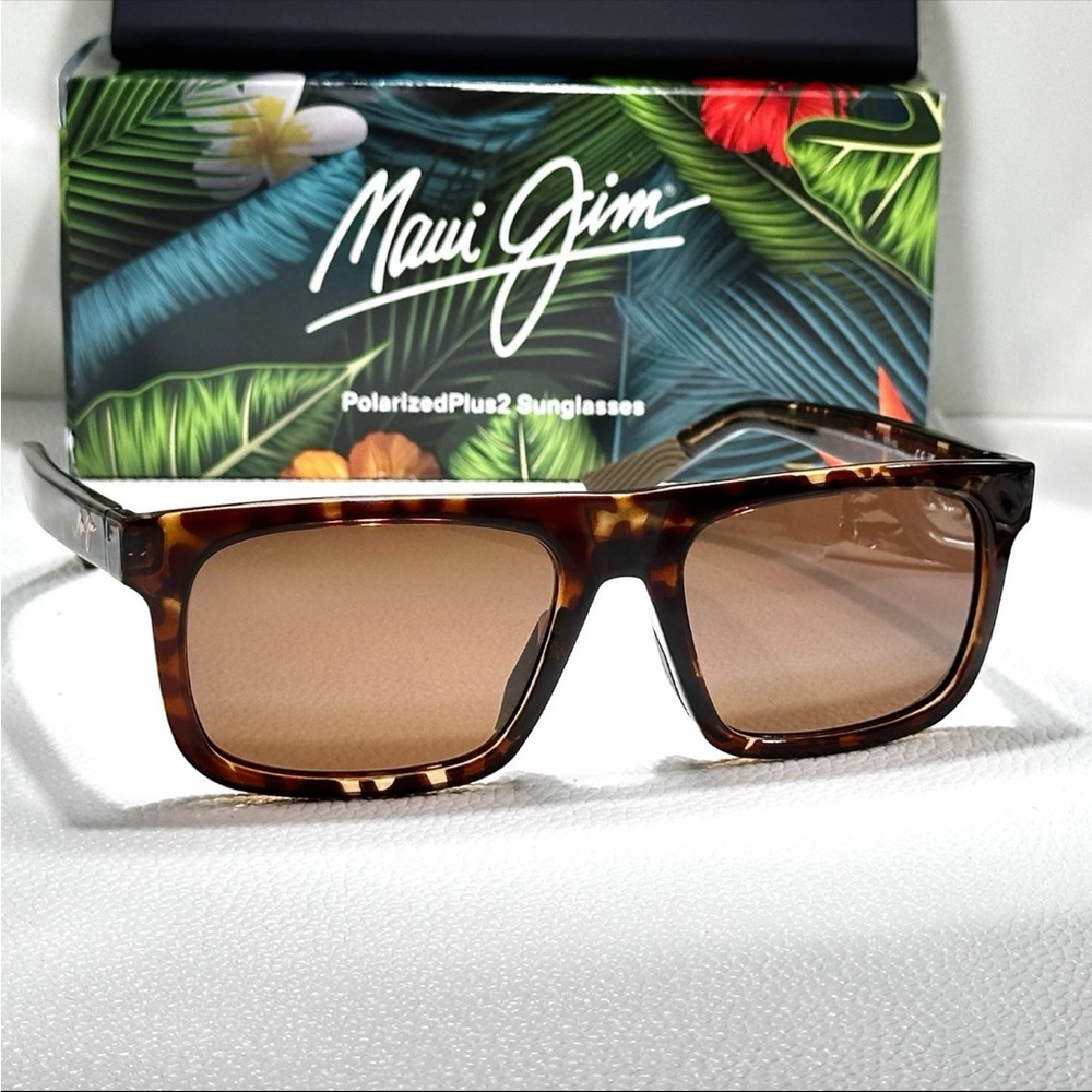 Maui Jim OPIO Tortoise Amber POLARIZED Bronze Rectangular Glass Sunglass 616-01